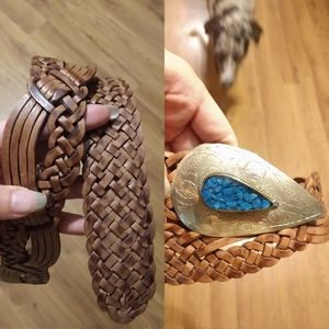 Vintage looking faux turquoise belt
